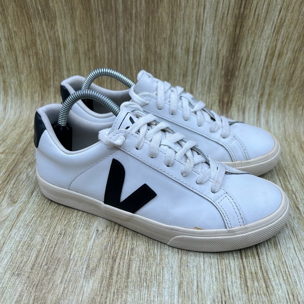 Veja Esplar Sneakers Women's Size 6 White Black Leather Low Top Lace Up Shoes
